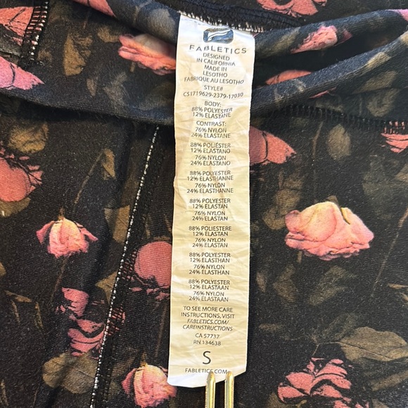 Fabletics Women's Floral Leggings in Pink and Black - Picture 2 of 3